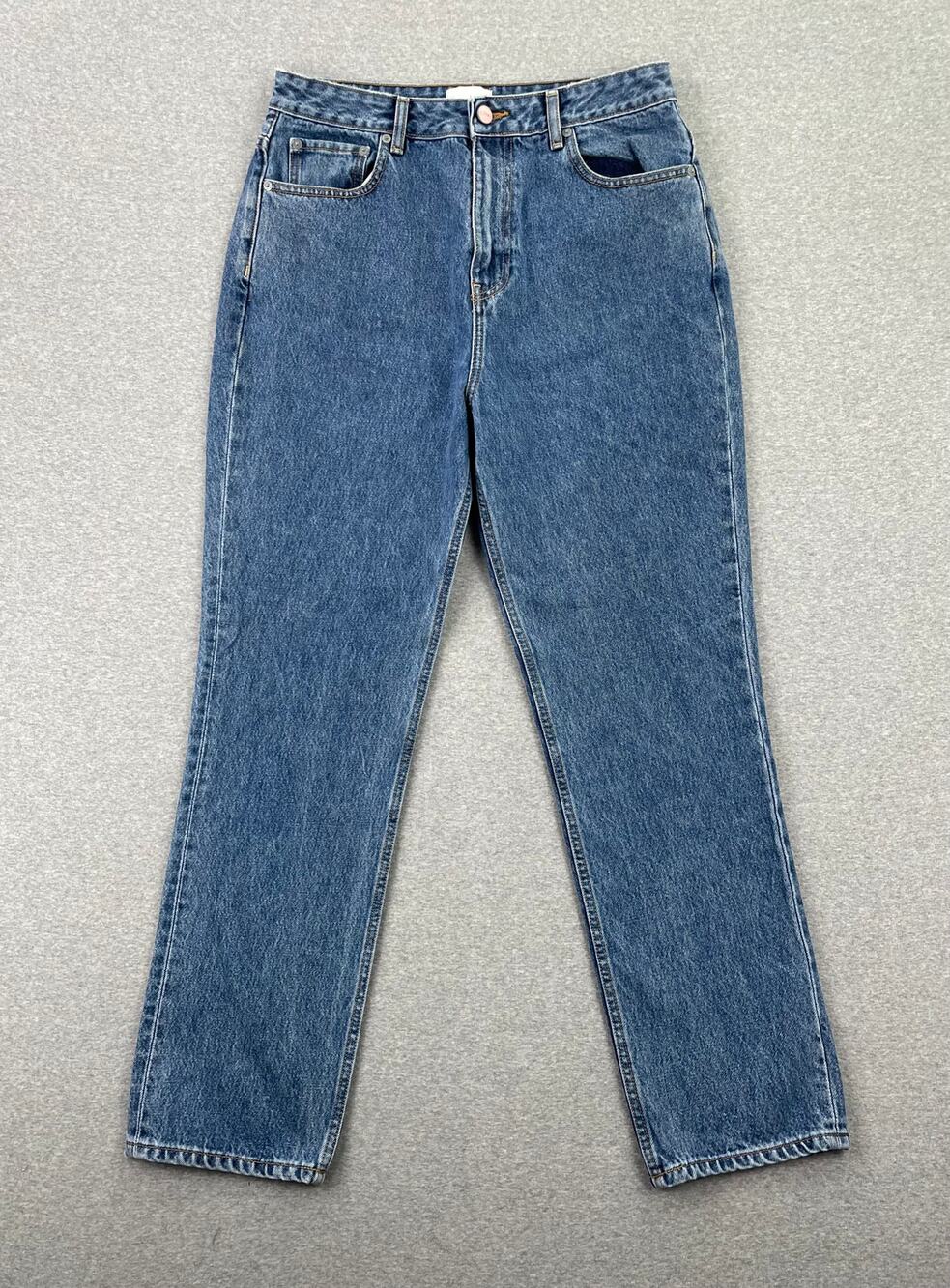 GANNI Swigy High-Rise Straight Leg Jeans Womens 32/32 Mid Blue Vintage